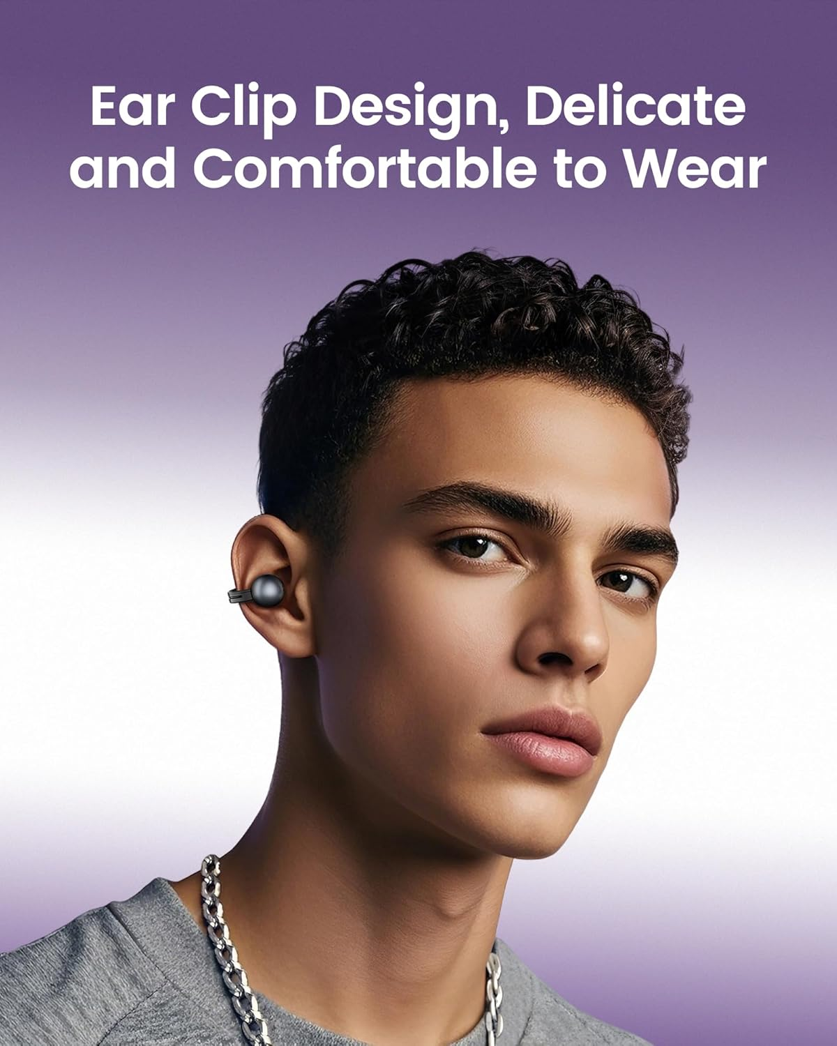 Mojawa Starclip Open-Ear Clip-On Wireless Bluetooth Headphones, 4D Panoramic Sound, Lightweight & Safe, Noise Cancelling Microphone, IP54 Water Resistant, Ear Clips for Sports & Everyday Use, Black image number 6