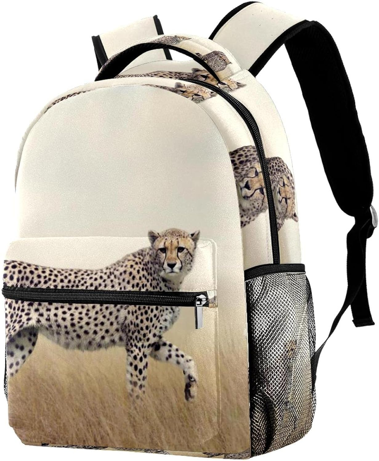 Cheetah Couple in the Grass Backpack Students Shoulder Bags Travel Bag College School Tote Backpacks image number 3