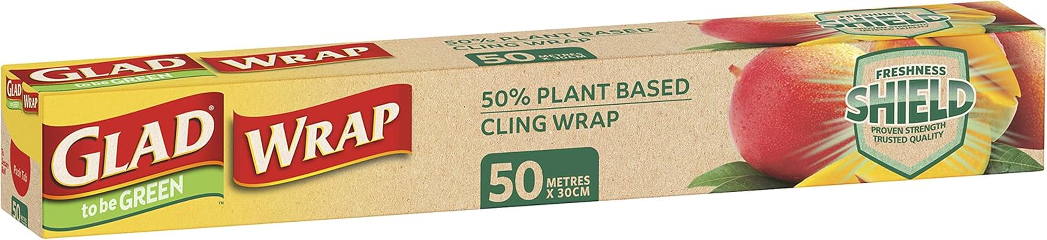 Glad to Be Green 50% Plant Based Cling Wrap, 50 Metre Clear Food Wrap, 50M X 30Cm, 1 Count image number 2