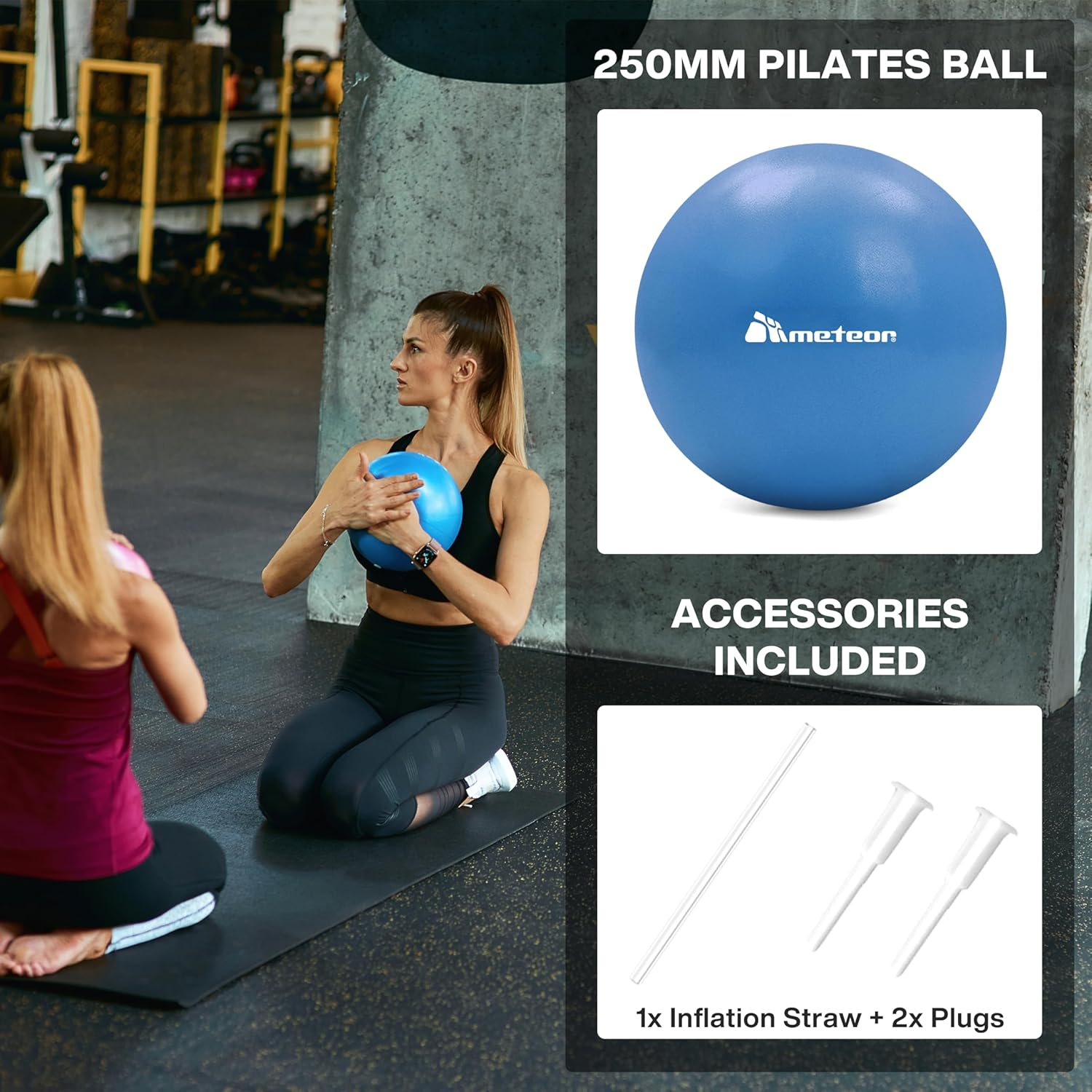 Meteor 2Pcs Mini Pilates Ball (25Cm) - Small Swiss Ball, Exercise Ball, Fitness Ball, Barre Ball - Ideal for Yoga, Pilates, Therapy & Relaxation image number 4