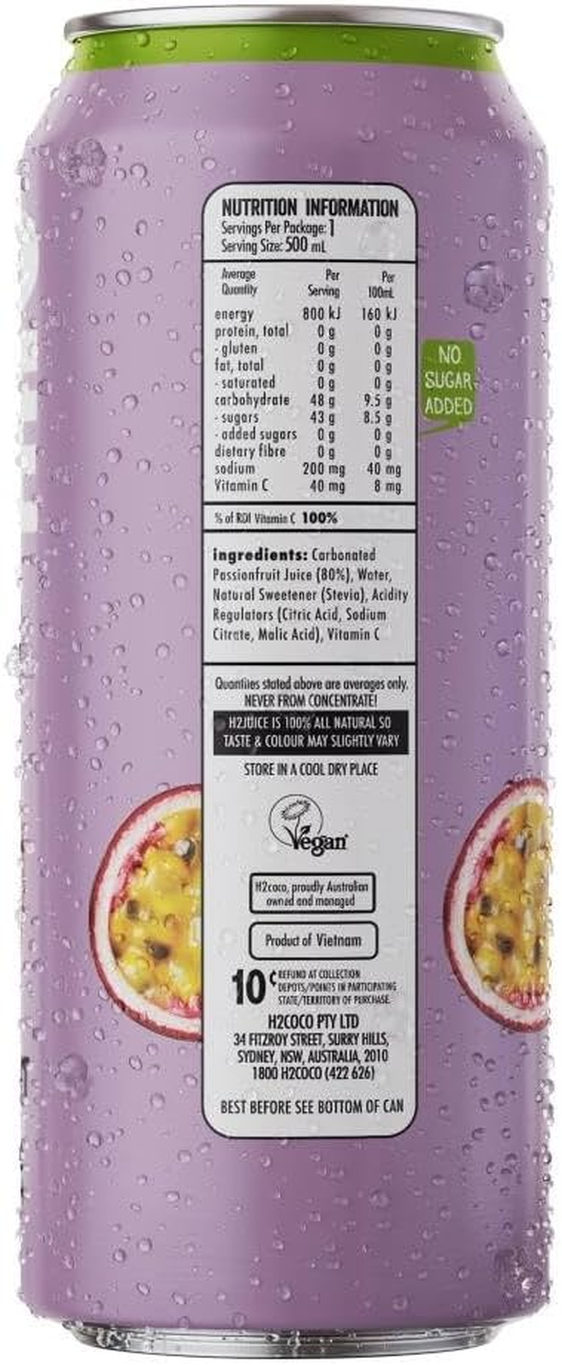 H2 Juice, 12 X 500 Ml, Sparkling Passion Fruit image number 1