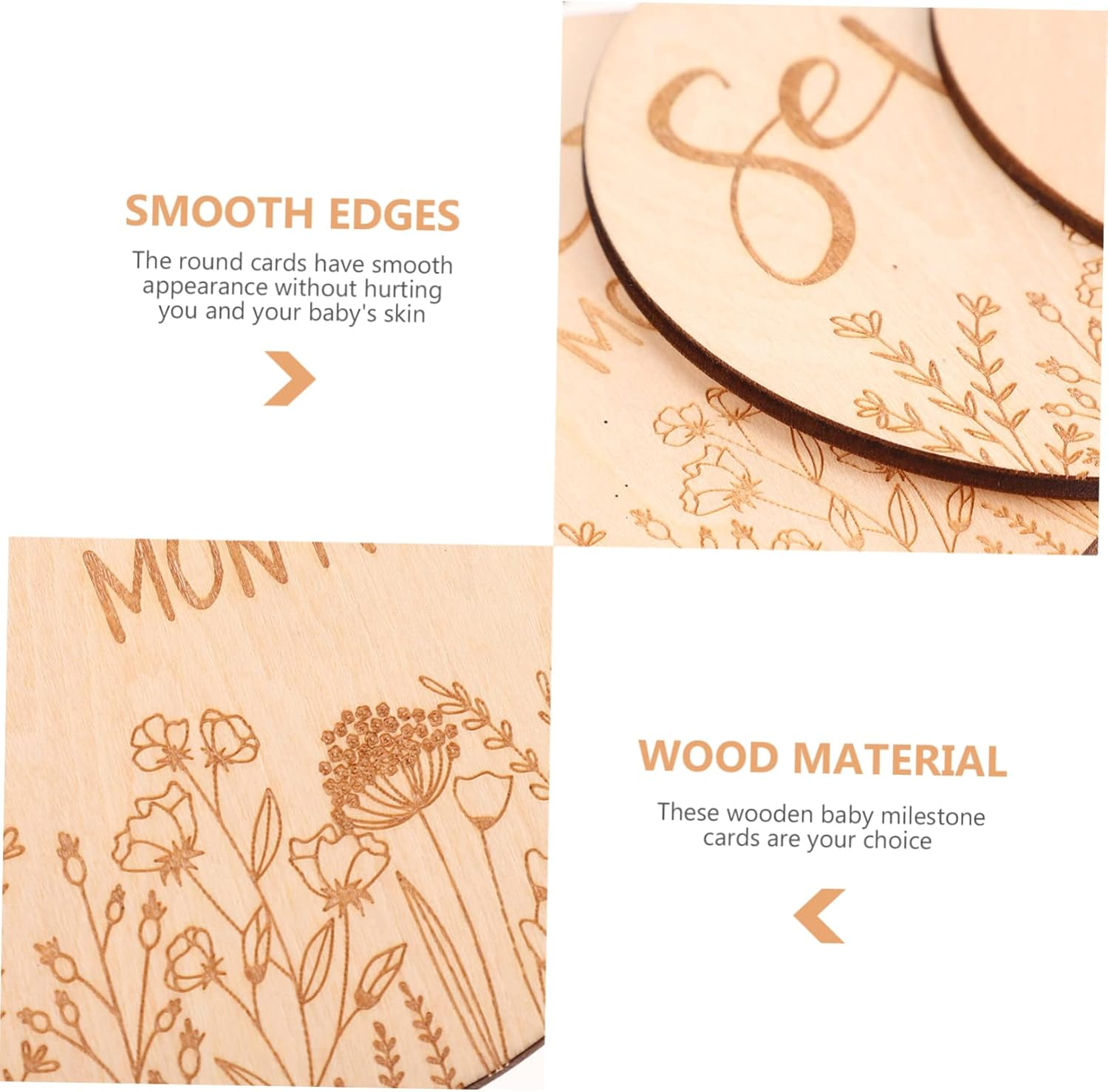 GARVALON 14Pcs Wooden Milestone Cards Monthly Growth Recording Photo Props for Newborn Photography Cute Announcement Signs for Keepsake for Growth Memories image number 2