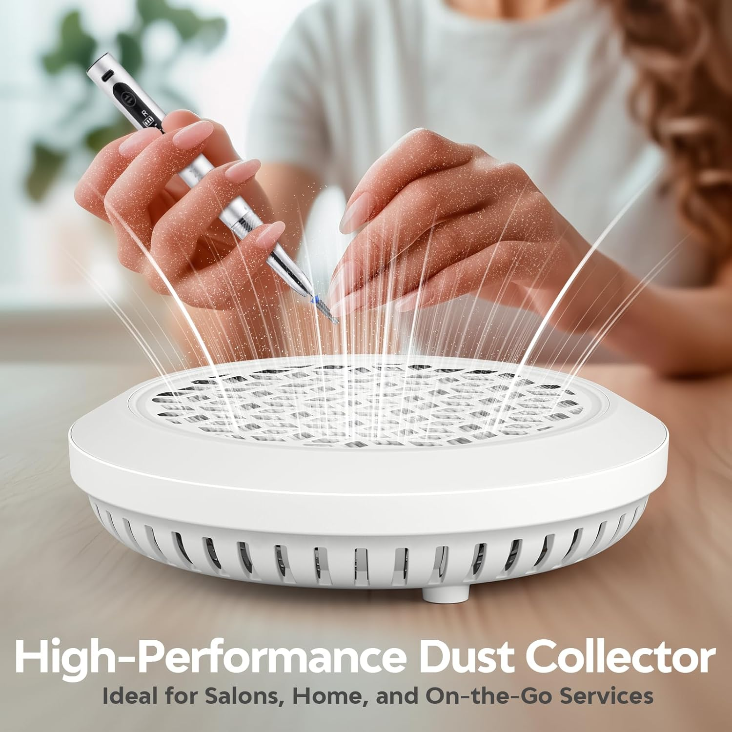 Nail Dust Collector, Compact Nail Dust Collector for Beginner, Vacuum Nail Fan Dust Collector with Reusable Filter for Acrylic Nail Polishing, Salon, Home, Training Classes image number 4