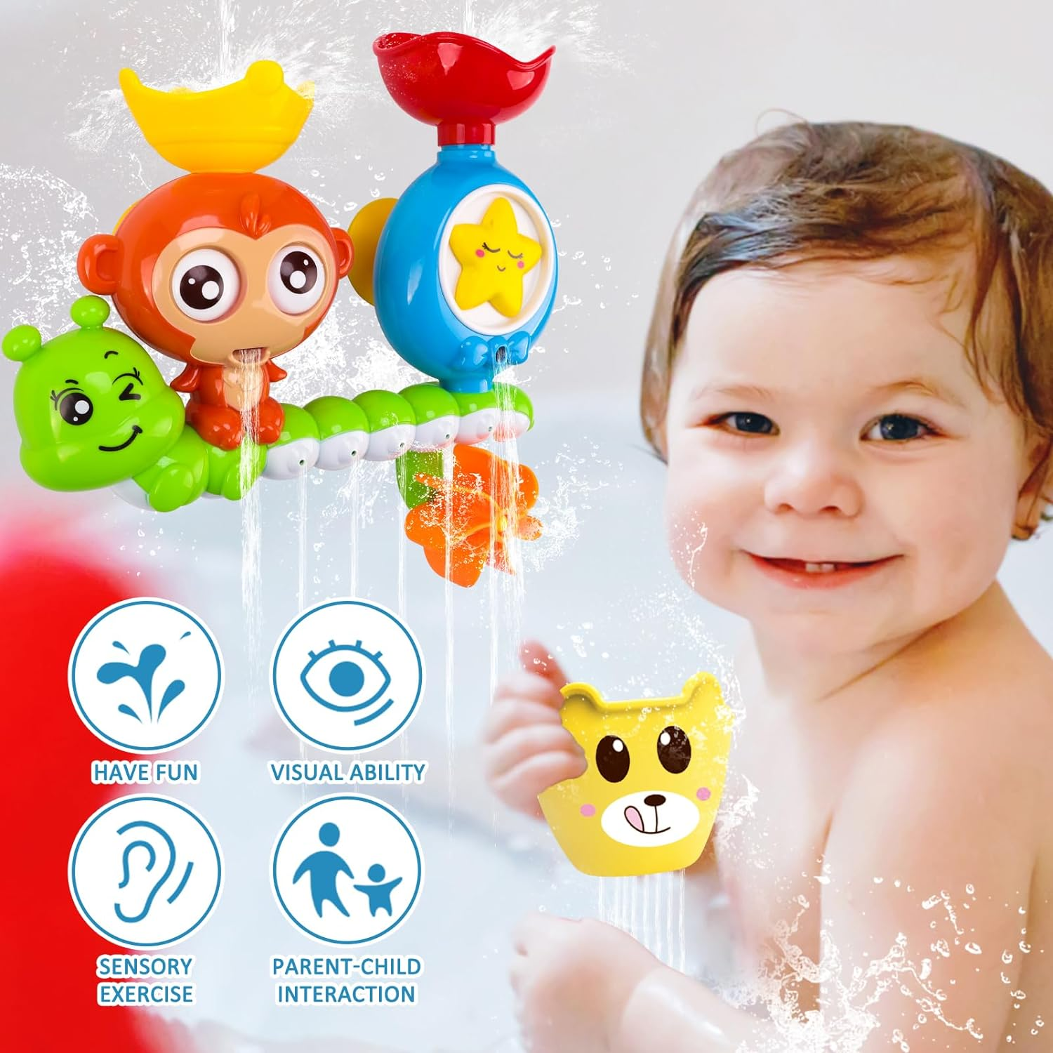 REMOKING Bath Toys for Kids 3 4 5 6 Year Old,Toddler Bath Tub Toys for Baby Infant Boys Girls,Interactive Water Game,Stem Kit Birthday Gift for Boys Girls Bath Time Fun image number 4