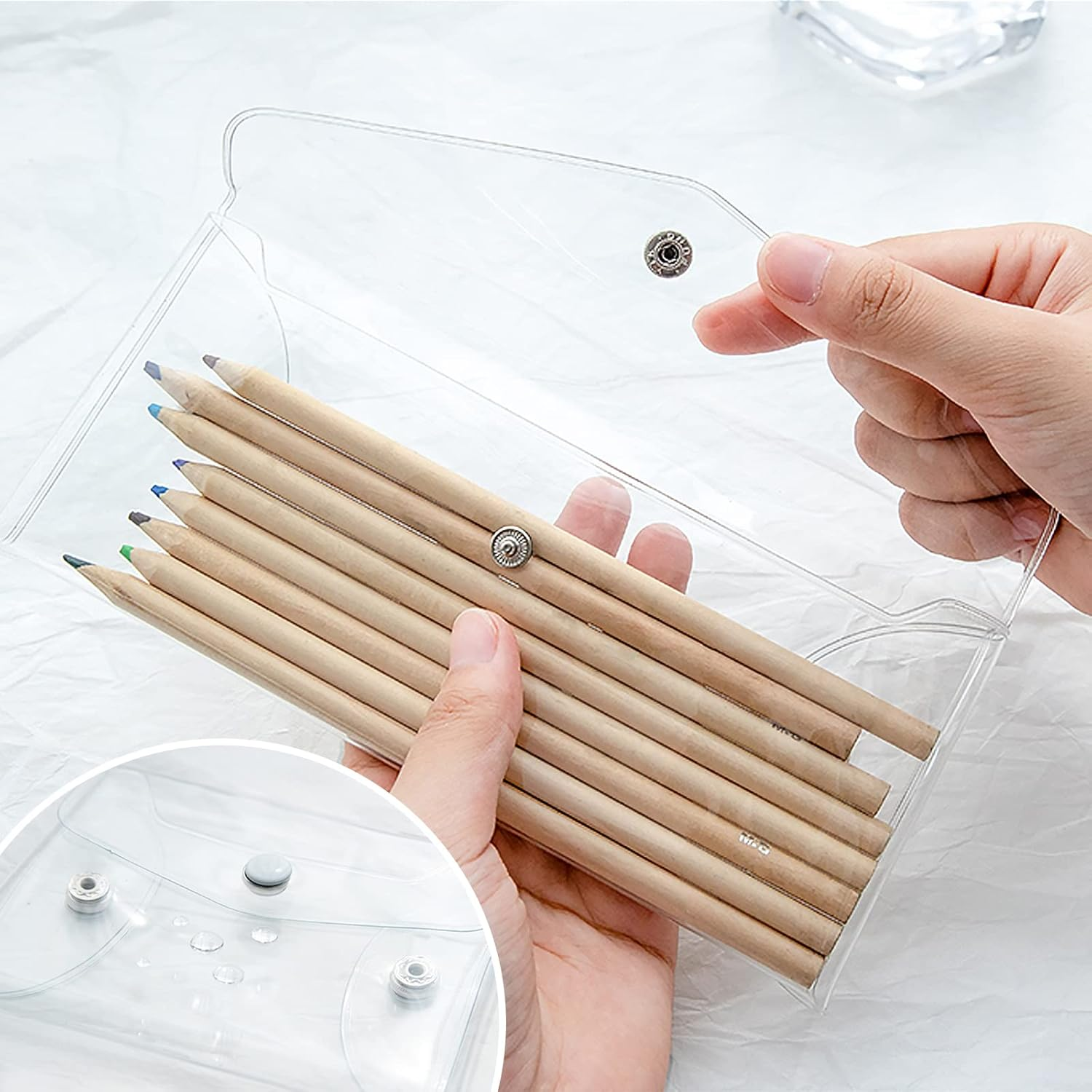 Jognee 4-In-1 Transparent Toiletry Bag, Pack of 4 PVC Waterproof Bags, Transparent Makeup & Cosmetic Bag, Portable Storage with Buttons, White image number 3