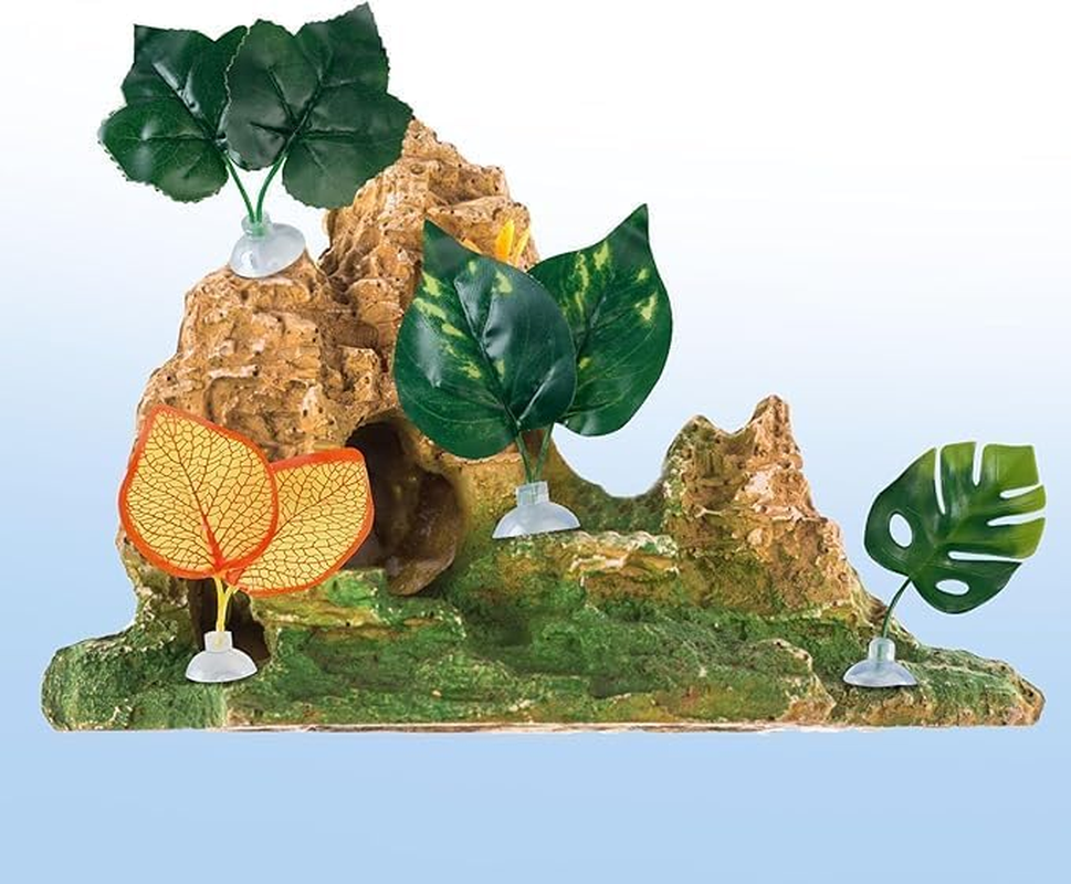 8 PCS Fish Tank Decoration Betta Bed Leaf Betta Fish Hammock Toys Double Leaf Betta Pad Artificial Aquatic Plants for Aquarium Decoration Plastic Plant for Betta Habitat