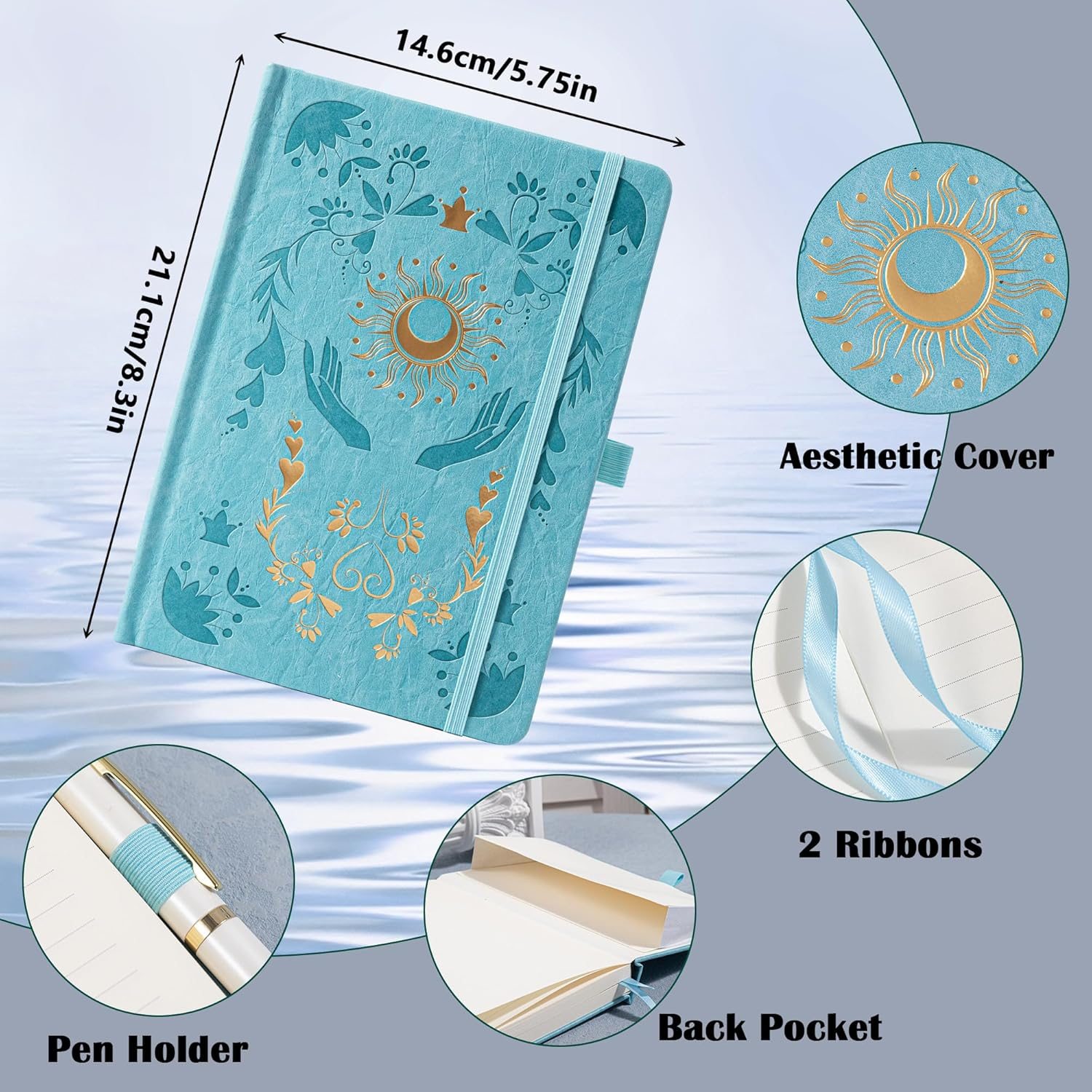 MGGAO Lined Journal Notebook for Women Men, Journals for Writing, A5 Aesthetic College Ruled Notebook for Work, Travel, School,318 Numbered Pages, 14.7 X 21.4 Cm