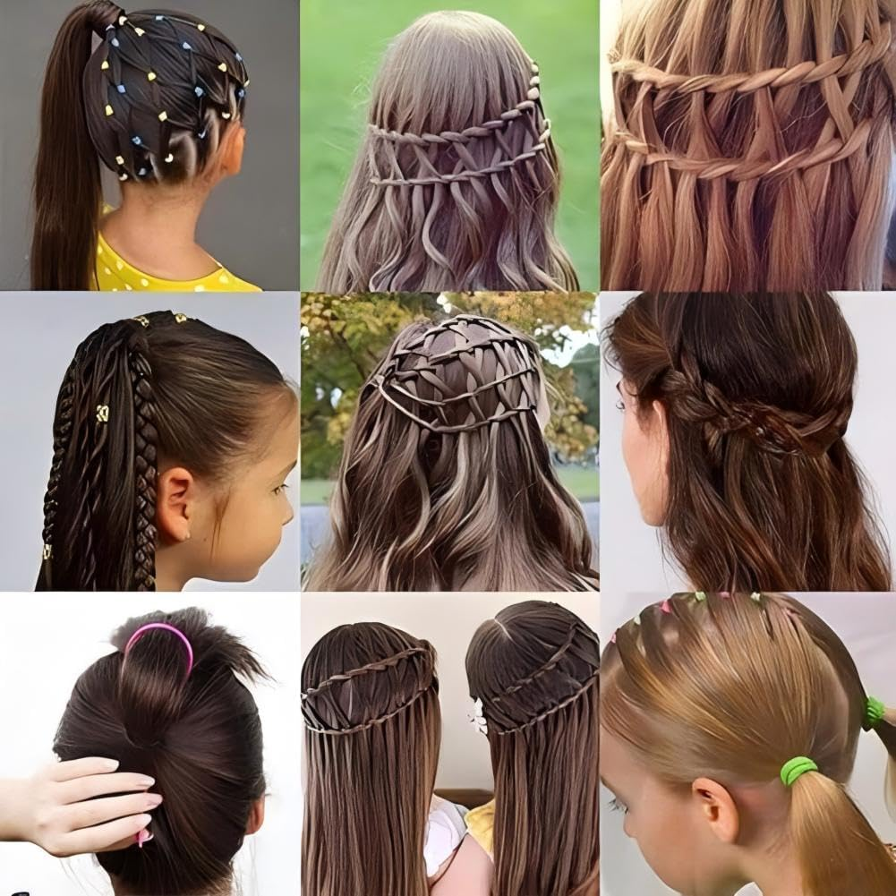 Quick Hair Looping Tail Tool 2Pcs French Braid Loop Ponytail Pull through Long Hair Holders Styling Maker Hair Braiding Topsy Tail Hair Styling Tools Kit Red - Blue image number 2