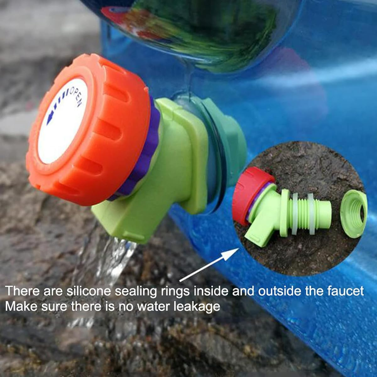 AIMALL 2.64 & 1.32 Gallon Low Flat PC Water Storage Buckets with Tap, Ergonomic Handle, Wide Mouth, for Outdoor Camping Self-Driving Travel Tea Set Drinking Use &ndash; Blue image number 1