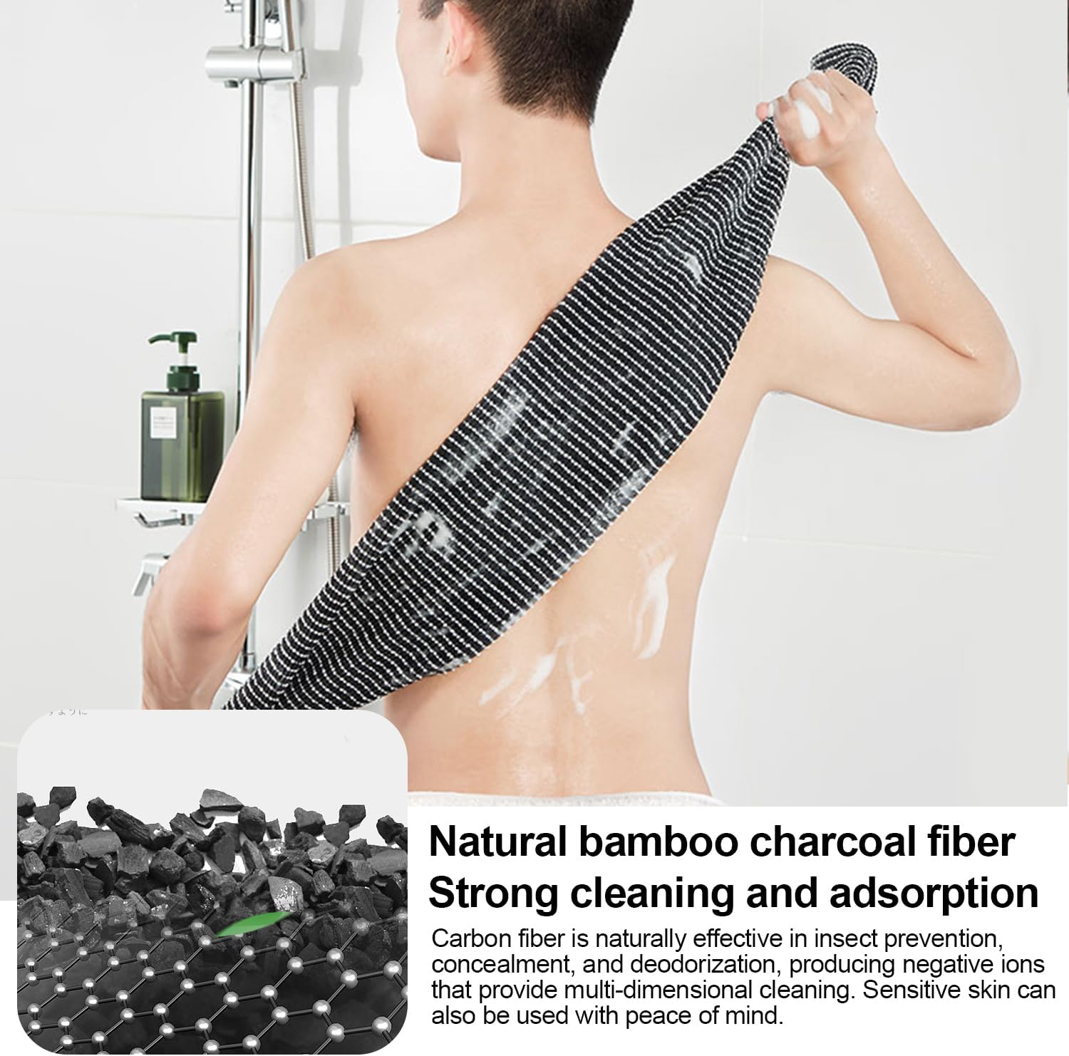 Sima Japanese Exfoliating Towel, Body Scrub Washcloth for Face and Deep Cleansing, Net Sponge 2-Pack Extra Long (39.4&times;11.02In)