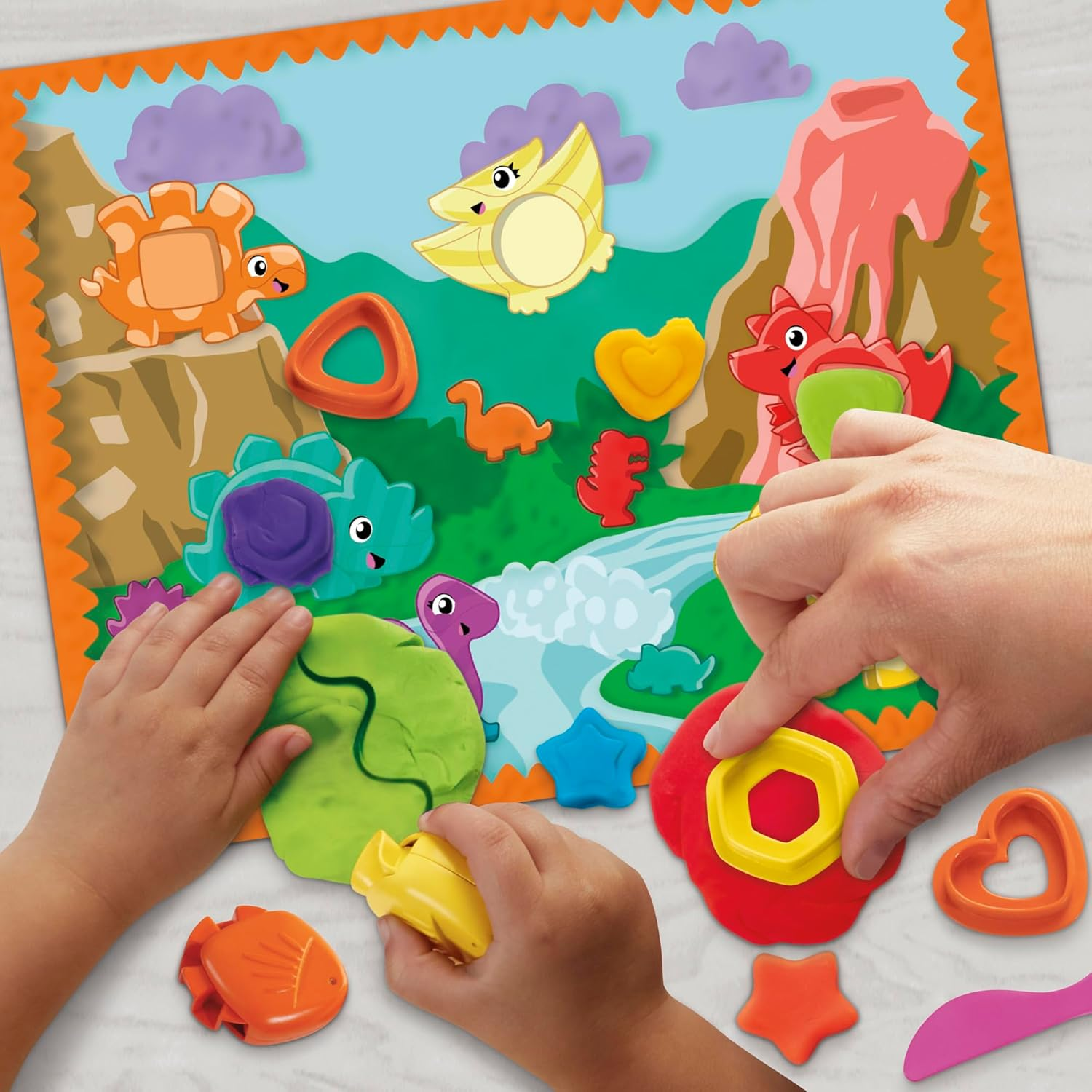 Play-Doh Shapes & Colors Dino Starter Set, Tactile Sensory Play Dinosaur Toys for Kids 2+, 11 Accessories image number 1