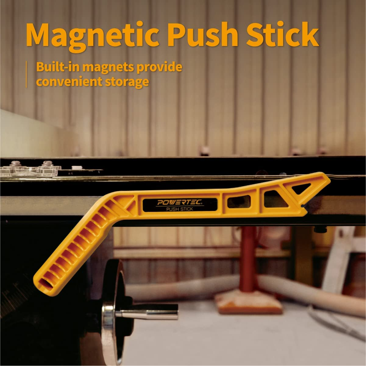 POWERTEC 71337 11.5&rdquo; Deluxe Magnetic Push Stick with Embedded Magnets in Ergonomic Handle for Space Efficient Storage | Woodworking Tools image number 2
