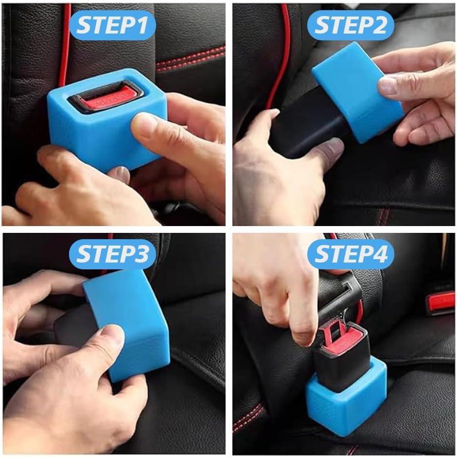 2 PCS Car Seat Belt Buckle Holder Durable Silicone Material Easy Access to the Buckles of Rear Seats Car Seatbelt Holder Makes Receptacle Upright Buckling for Easy Access Fit Most Car (Blue) image number 1