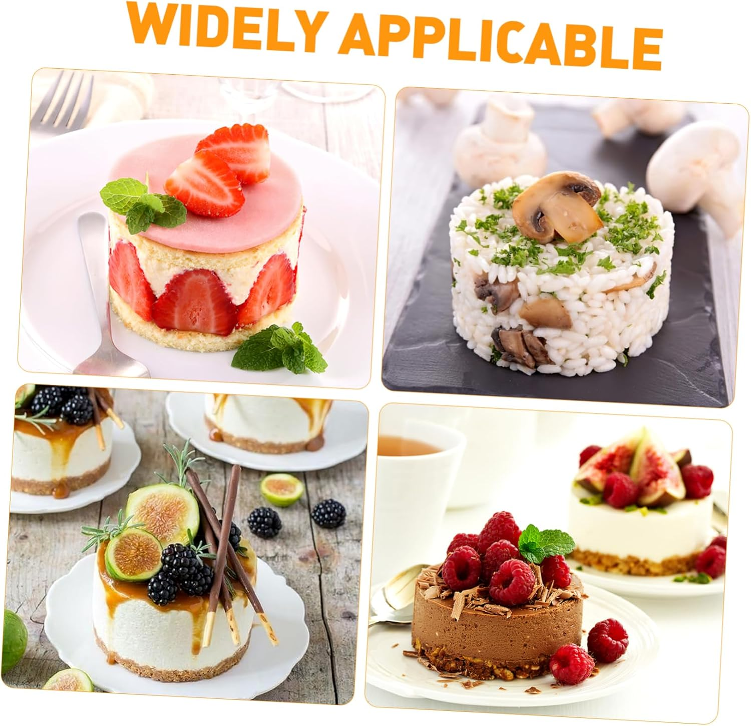 Stainless Steel Cake Molds Set of 8 8Cm Wide 4Cm High round Cake Rings with Pushers for Mousse and Pastry Baking image number 6