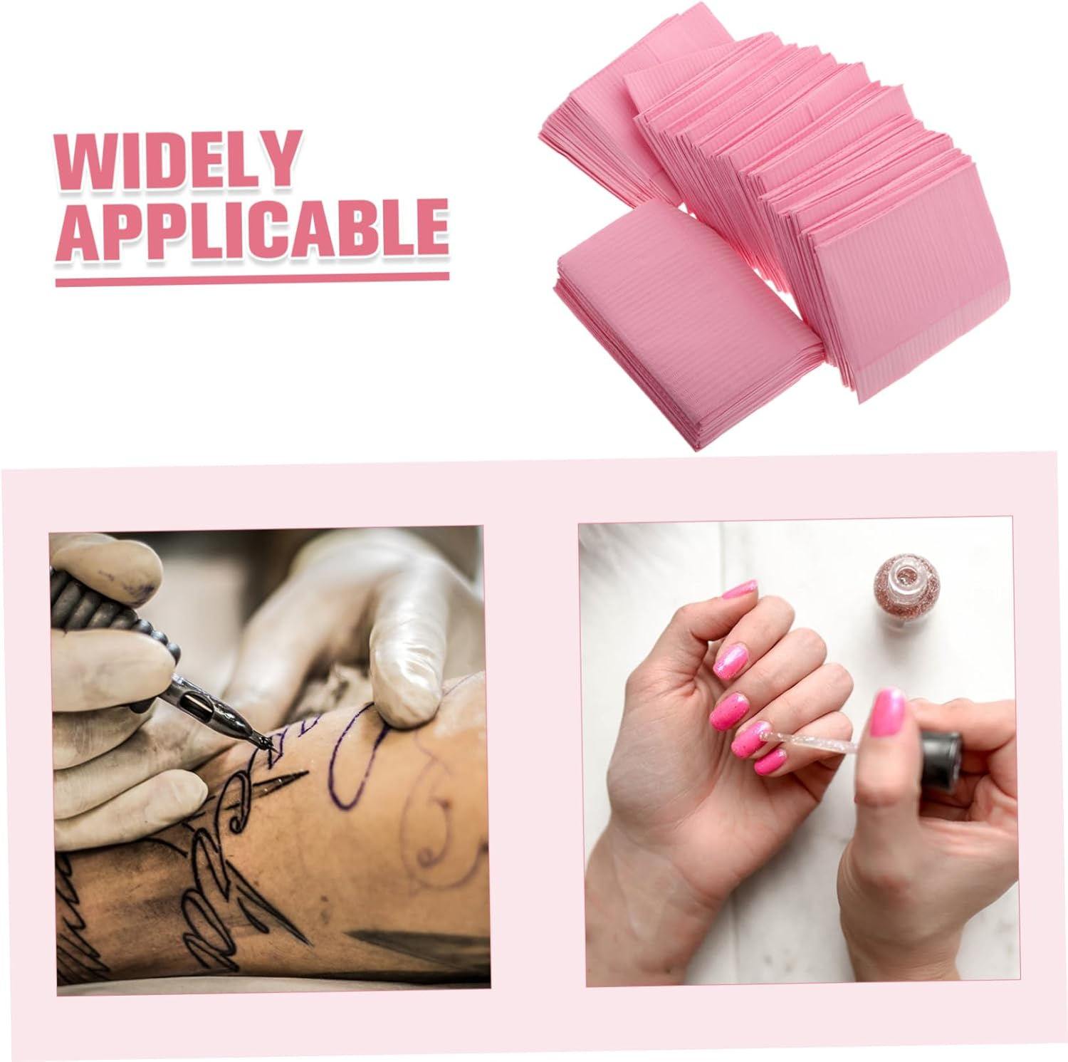 LOLIPPYY Disposable Nail Table Mats 125Pcs Waterproof Nail Desk Sheets for Manicure Beauty Hand Rest Cushions for Salon Use Pink Non-Woven Fabric image number 2