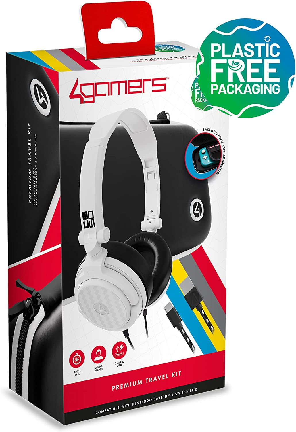 4Gamers Premium Travel Kit for Nintendo Switch & Switch Lite - Black/White image number 5