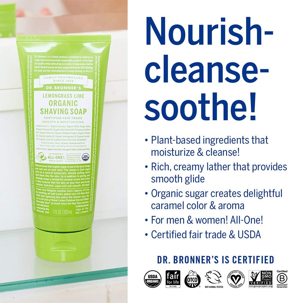 Dr. Bronner Magic Organic Shaving Soap Gel Lemon 210Ml Liquid image number 3