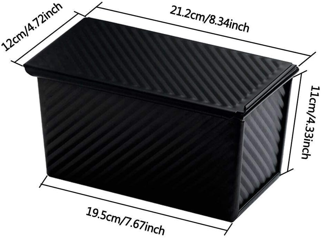 Pullman Loaf Pan with Lid, 1 Lb Non-Stick Toast Box with Cover, Carbon Steel Corrugated Bread Pan for Oven Baking, Black (8.3X4.3) image number 5