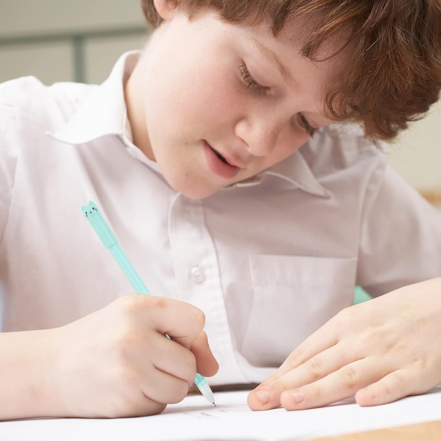 12PCS Kawaii Cat Pens, Cute Gel Ink Pens Animal Pens, 0.5Mm Smooth Black Fine Point Ball Point Pens for Kids Girl Boy Women School Office Supplies (6 Color Cat)