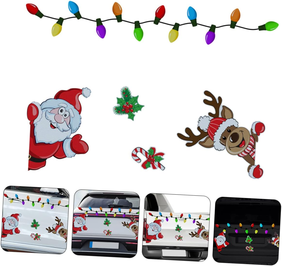 KOMBIUDA Elk Bell Car Magnet Christmas Decor Refrigerator Sticker for Holiday Party Window Doorway Decoration image number 5