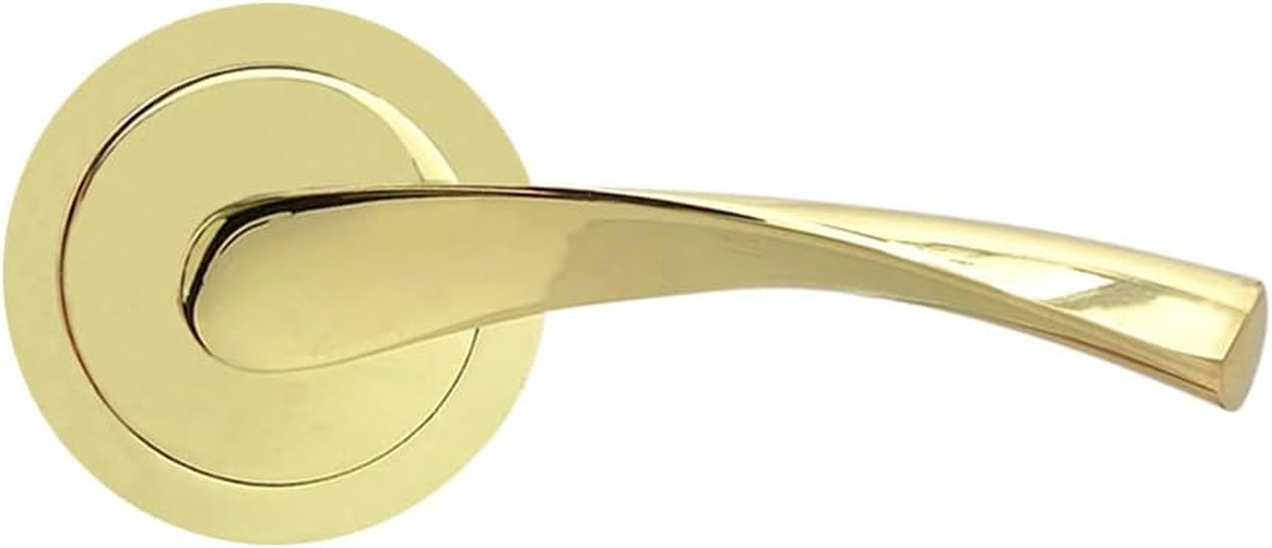 Micel - 07081 - Door Handle Set with Wide Rosette (65 Mm) and Aluminium Lever Brass Finish Shiny Gold 135 X 65 X 65 Mm image number 6
