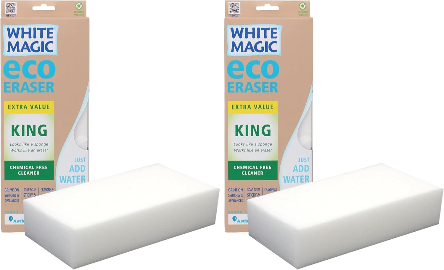 White Magic King Eco Eraser Sponge &ndash; Extra-Large 28 X 11 X 4Cm, Chemical-Free Stain Remover for Walls, Floors, Appliances & More, Micro-Abrasive Technology, Reusable & Long-Lasting image number 6