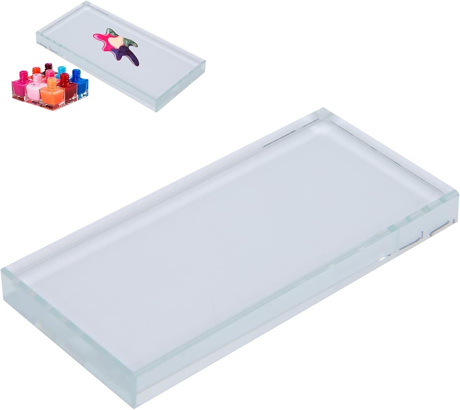 Tnfeeon Nail Art Palette, Glass Material Nail Mixing Plate, Spacious Design for Polish and Eyelash Glue, Ideal for Salons and Home Use image number 4