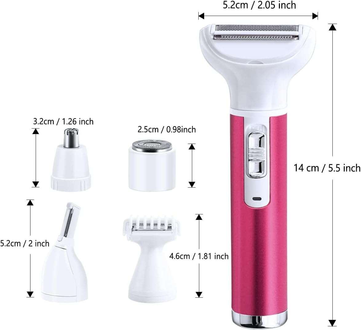 5-In-1 Electric Safety Shaver for Women, Lady Waterproof and Painless Cordless Shaver, Womens Can Finely and Accurately Comfort Shave,Eyebrows, Face, Nose, Armpits, Legs, Facial,Bikini Trimmer image number 1