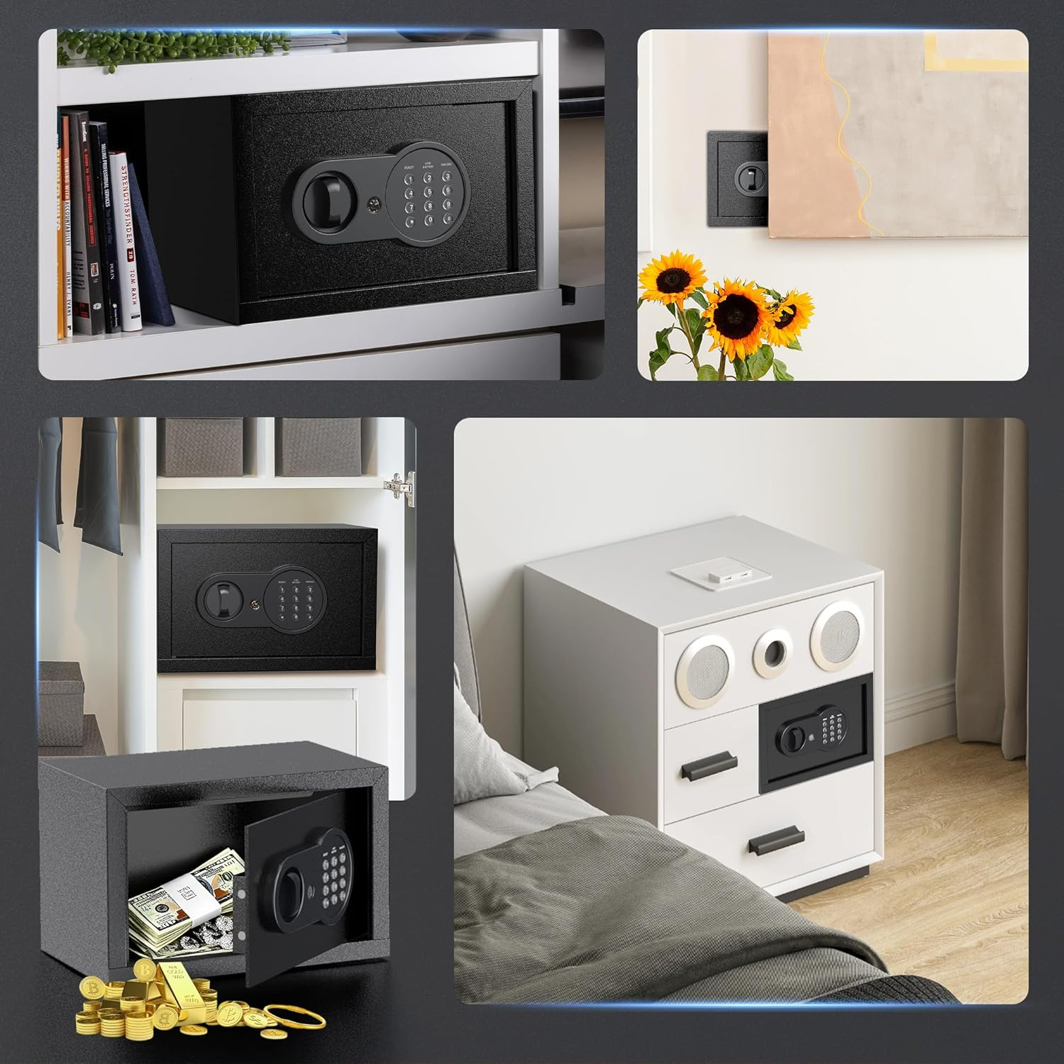 Advwin Security Safe and Lock Box, Steel Drop Safe with Electronic Digital Keypad and Key, 13 L/0.46 Cubic Feet, for Home Office Hotel Business Jewelry Cash image number 3