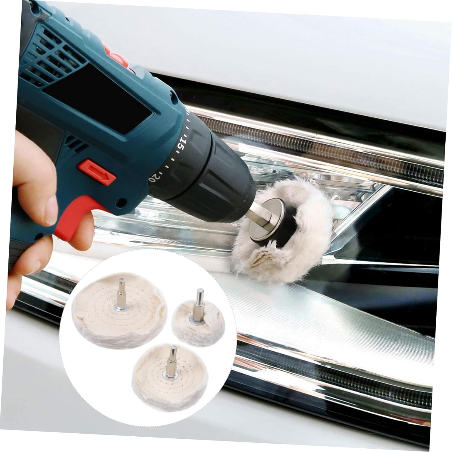 GETAJGHSD Buffing Wheel Mop Kit 3Pcs White Cotton Polishing Wheels with Handles 50Mm 75Mm 100Mm for Car Polisher Equipment Automotive Body Repair Buffing Pads image number 1