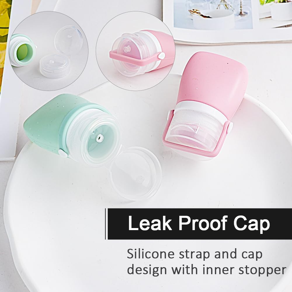 8 Pcs 1 OZ Travel Bottles for Toiletries, Silicone Travel Size Containers with Bag and Stickers, Empty Small Squeeze Bottle, Refillable Leak Proof Lotion Container