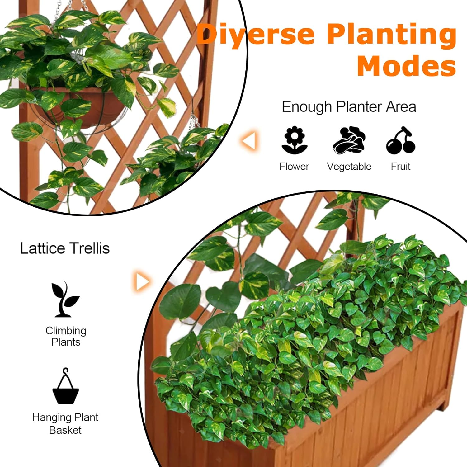 Garden Bed Wooden Planter Box, Gardening Supplies Plant Containers Patio,Vertical Containerized Raised Beds for Vegetables Flowers,70 X 30 X 135 Cm image number 5