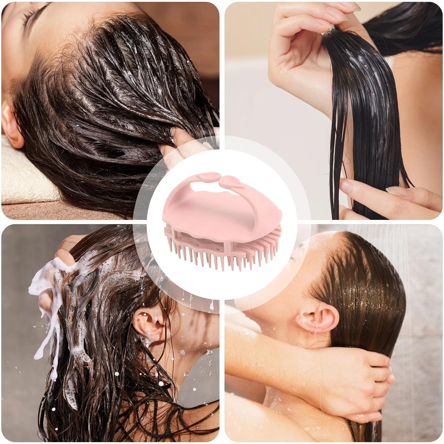 Hair Shampoo Brush | Hair Shampoo Comb | Soft Scalp Scrubber with Handle for Head Massage, Scalp Brush for Most Hair Types image number 6