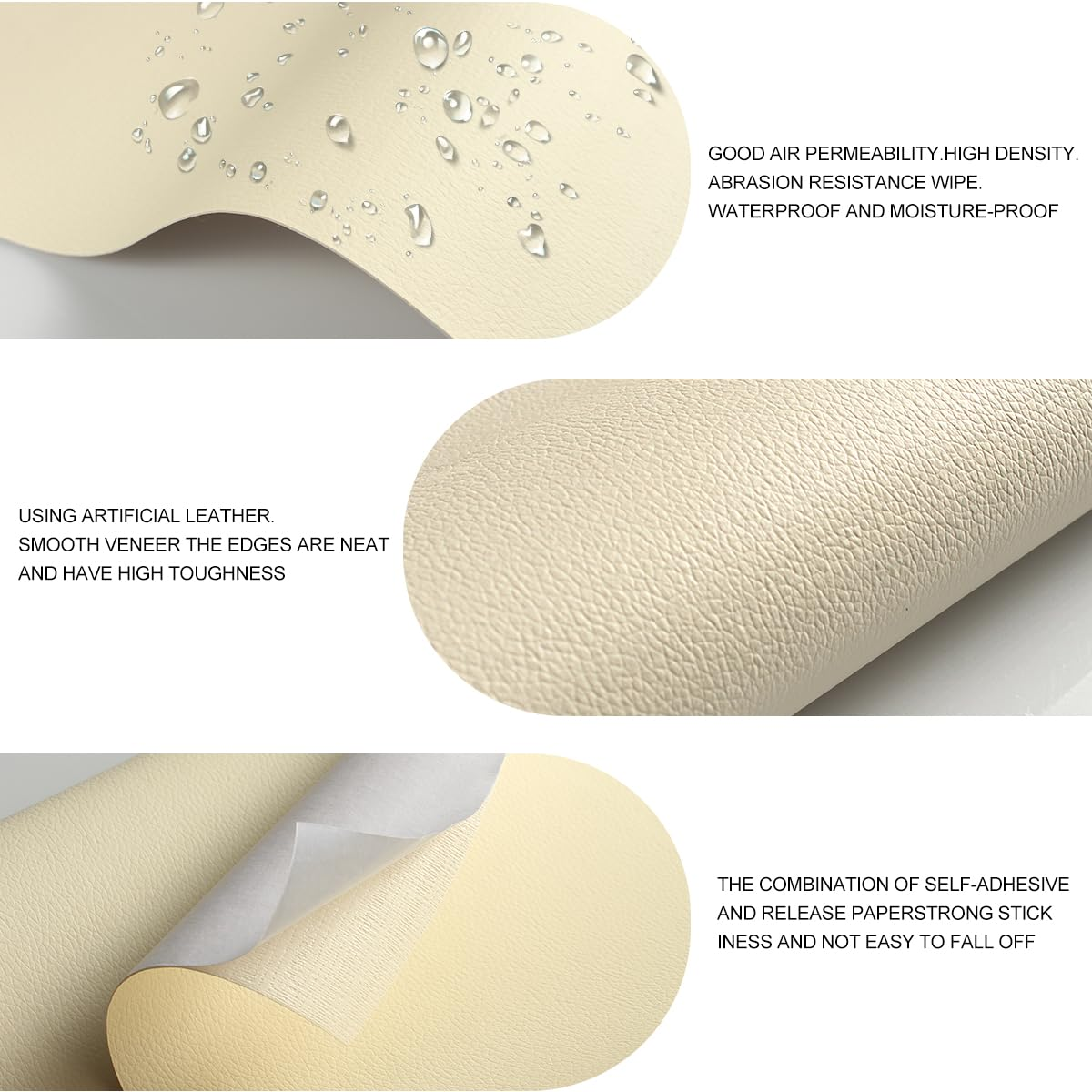 Leather PU Repair Patch for Couches, H HOME-MART 15.74 X 59Inch Reupholster Tape Patches Kit, Leather Patch Kit, Black PU Leather Repair Tape Self-Adhesive for Sofas,Couch Furniture (Milk White) image number 2