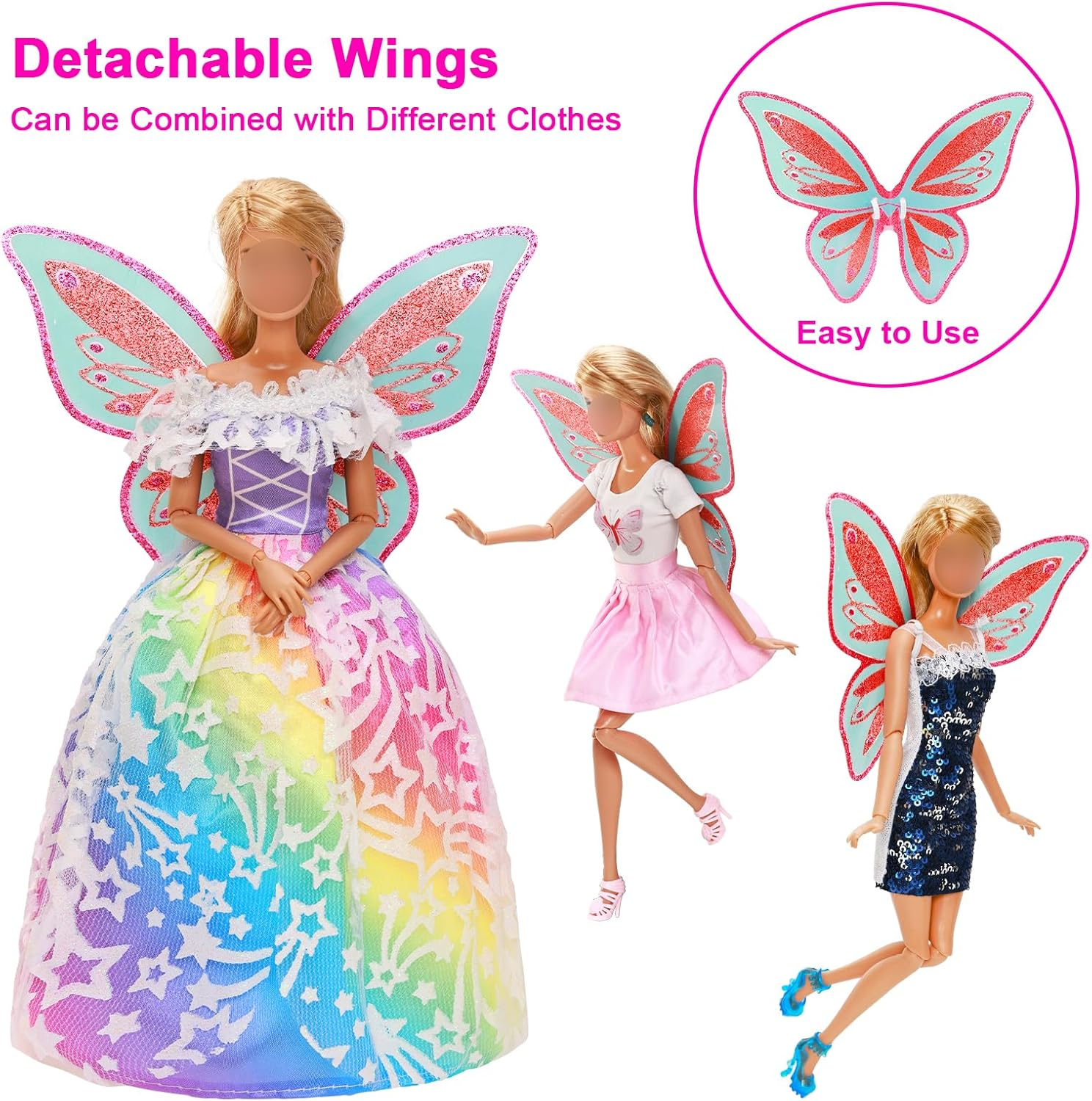 Barwa 110 Doll Clothes and Accessories Fashion Dresses Tops Pants Outfits Party Gown Mini Dresses Swimsuits Bikini Shoes Princess Wings Hangers Handbag for 11.5 Inch Doll image number 6