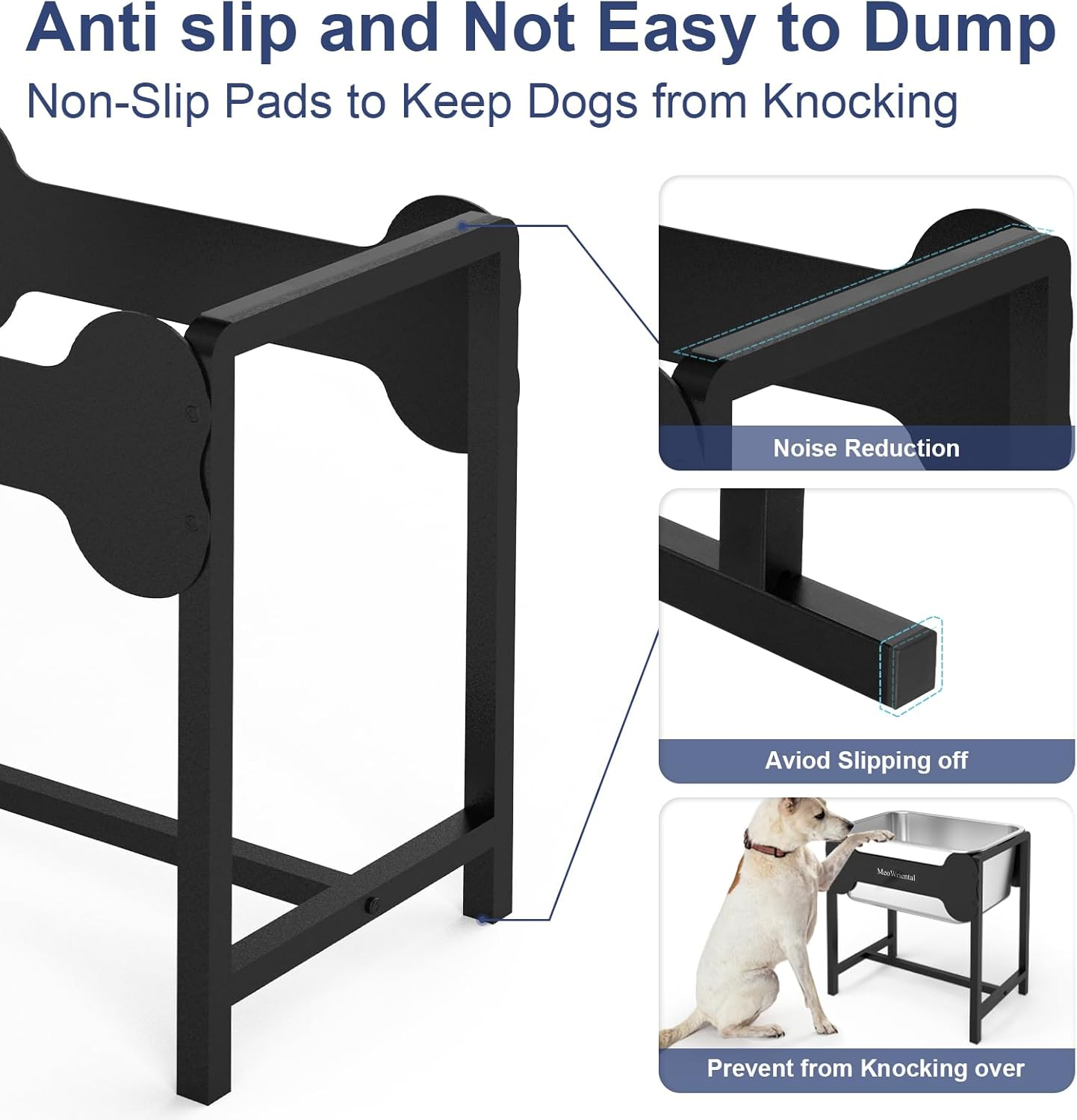 9.5L Elevated Dog Water Bowl for Large Breeds, 36Cm Raised Stainless Steel Large Dog Water Bowl with Full Metal Stand for Relief Joint Pressure, Tip-Proof, Easy to Clean, Indoor & Outdoor Use image number 2