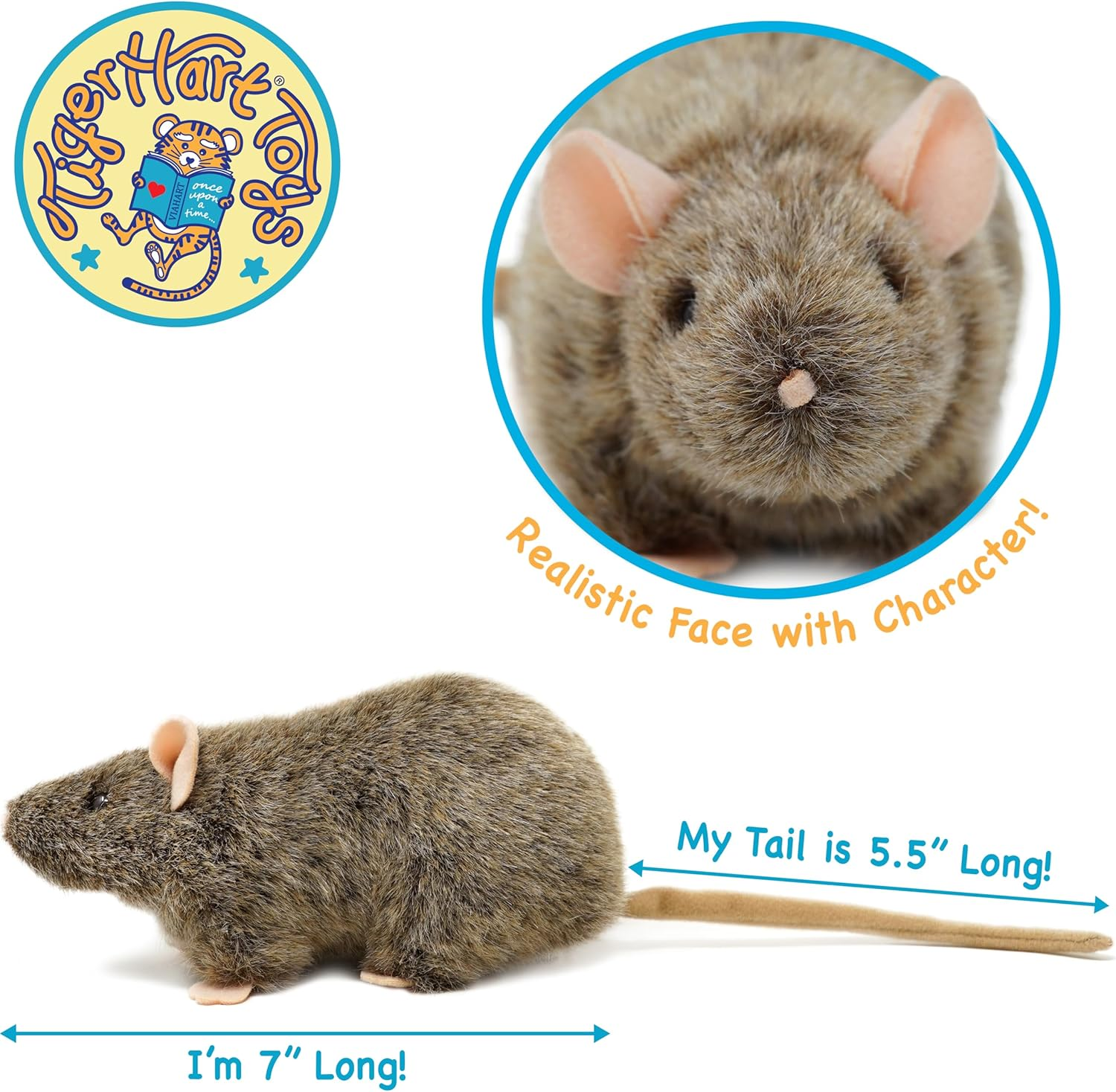 Reuben the Rat - 7 Inch Stuffed Animal Plush Mouse - by Tigerhart Toys image number 1