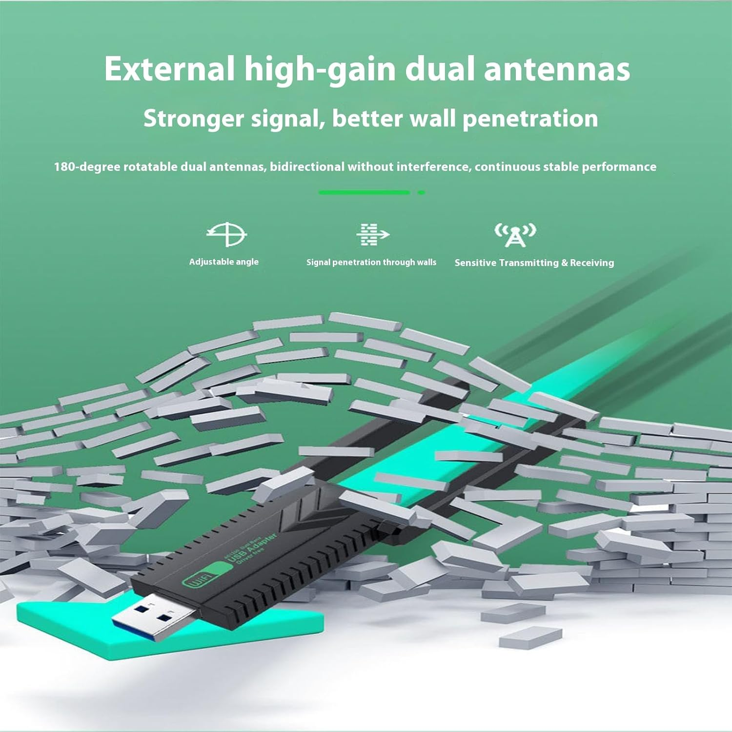 1300Mbps Wifi Adapter, Dual Band 2.4G/5.8G USB 3.0 Wifi Dongle, High Speed Wireless Network Adapter with Instant Plug & Play, Compatible with Windows & Mac OS &ndash; Black image number 4