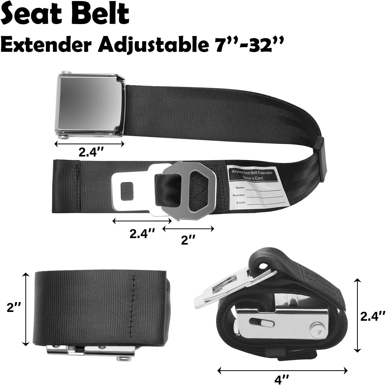 2 in 1 Airplane Seat Belt Extender, Coolrunner Adjustable 7-32" Airplane Seatbelt Extender - FITS ALL Airlines - Free Carrying Case
