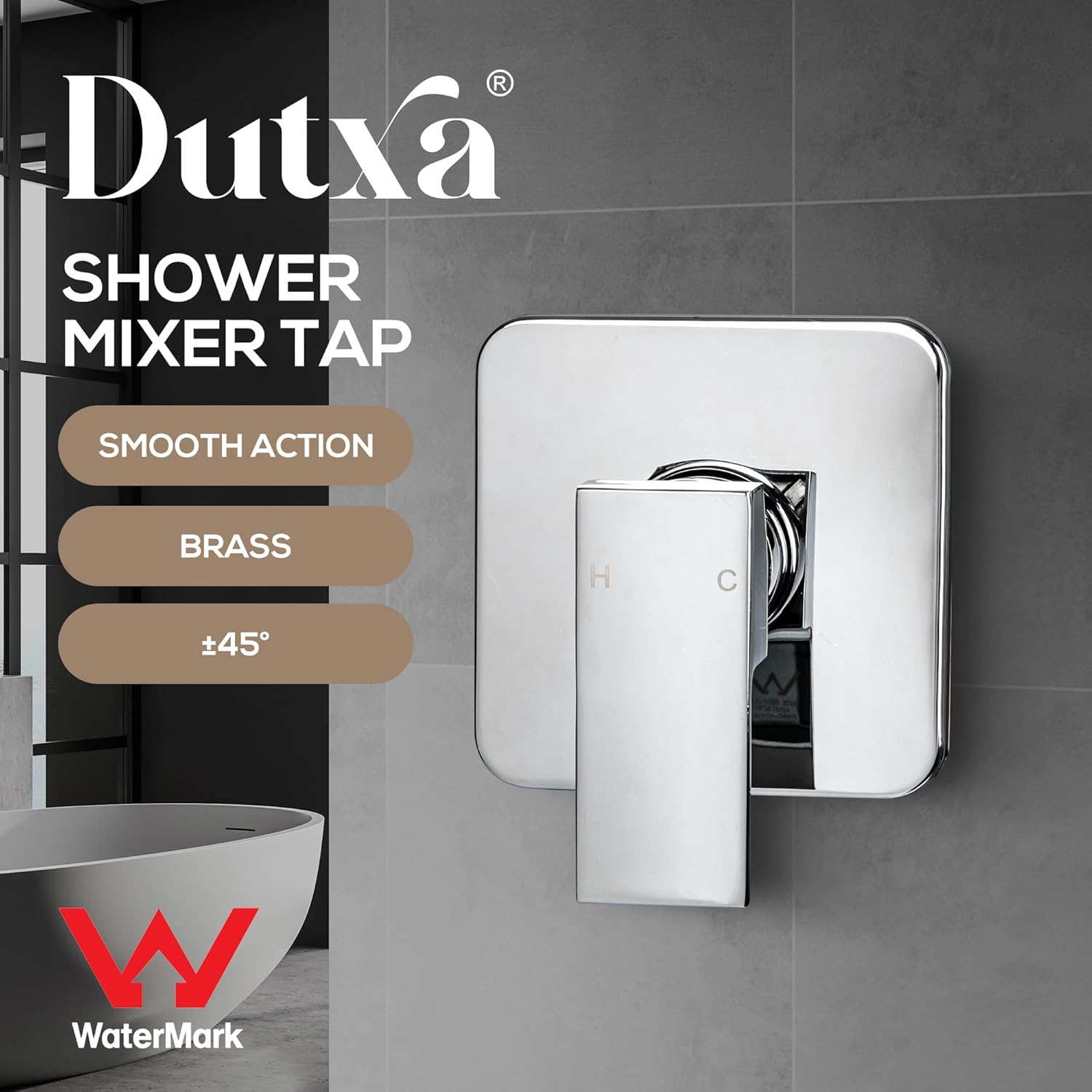 Dutxa Shower Mixer Tap Brass Bathroom Faucet Valve Chromed Square Silver,Showerhead Tap Fixtures Wall Mounted,Kitchen Bath Basin Taps Accessories Hot & Cold image number 6