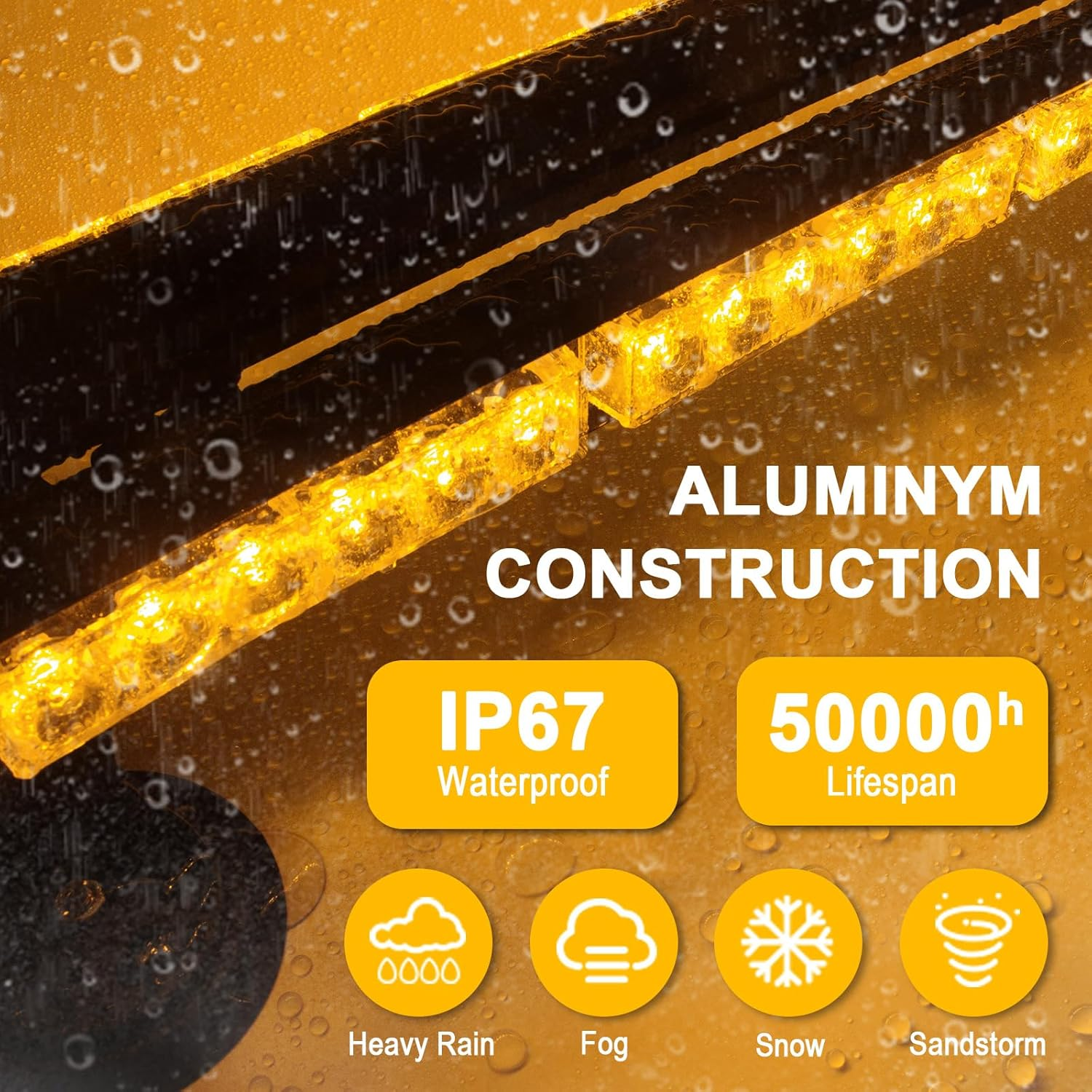 Esoldnic LED Strobe Flashing Light Bar, 30 Leds Double Side Amber Beracon Light Bar, Magnetic Emergency Hazard Flashing Beacon with Magnetic Mounts for Snow Plow Truck Construction Vehicle (12-24V)