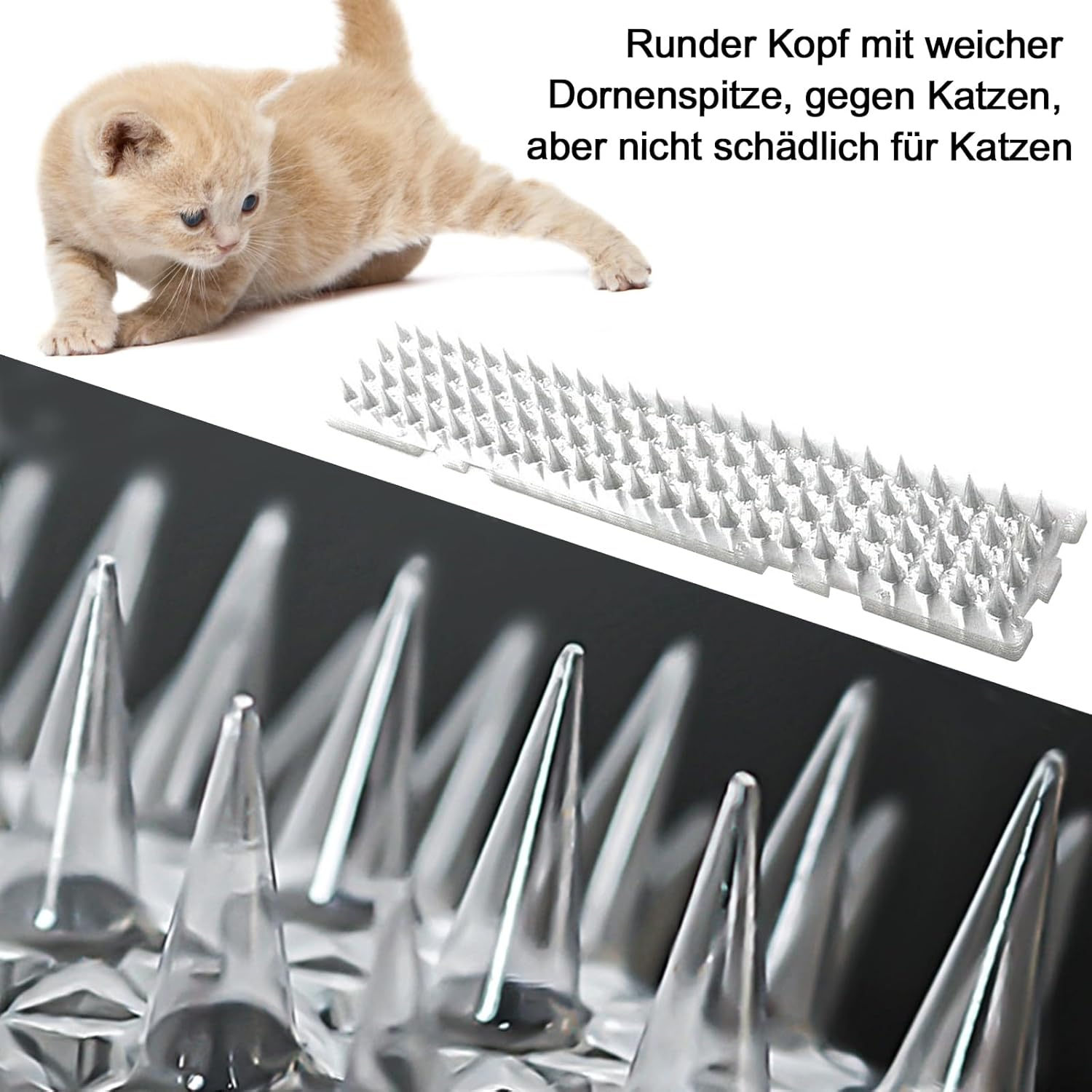 Cat Repellent Mat for Outdoor Use, Plastic Cat Repellent Garden, Deterrent Training for Indoor and Outdoor Use, Spike Mat Devices, Spike Mat Devices (42 X 8.2 X 2 Cm (10 Pieces, Transparent)