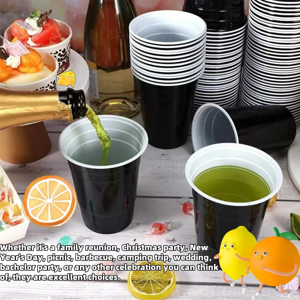 16Oz Black Party Cups,30Pcs Repeatable Cups for New Year, Christmas, Camping, Wedding,Birthday Party Supplies Holiday Celebration Wine Bbeer Drinks