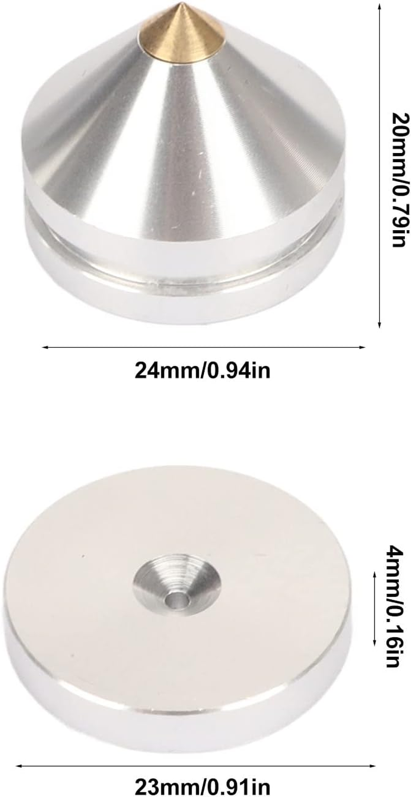 4 Pcs Aluminum Speaker Spike and Speaker Isolation Feet, Turntable Isolation Platform, Subwoofer Isolation Pad Feet Amplifier Feet DAC Feet Pad Stand, Foot Mat Shock Absorber for Amps Silver - Silver image number 3