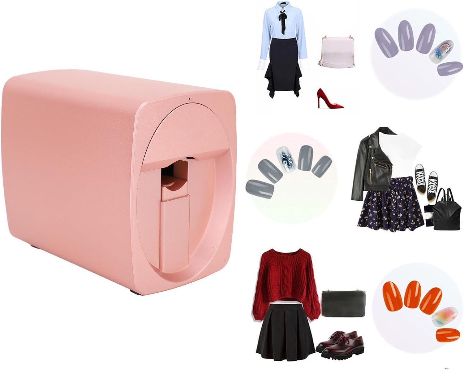 VELATEMOR Smart Nail Printer with App Control, 2400Dpi High Resolution, Camera Positioning, Portable Nail Art Machine for Travel and DIY Art (Rose Gold) - White image number 3