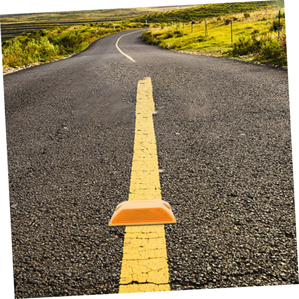 4Pcs Reflective Road Studs for Driveway Double-Sided Adhesive Pavement Markers Raised Design image number 1