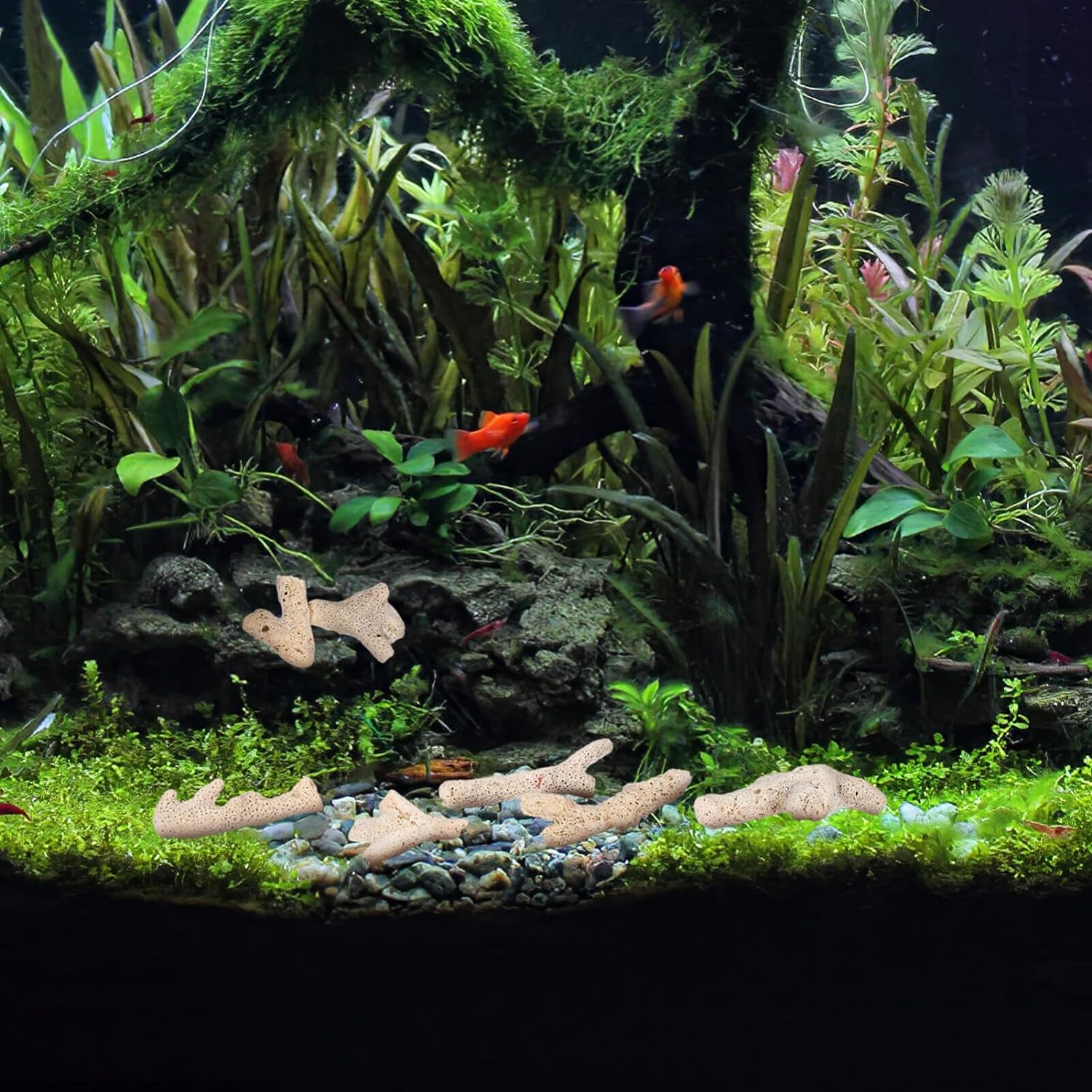 TEHAUX Fish Tank Filtration Material 500G Aquarium Decorative Stones 3-10Cm Synthetic Coral Stone for Freshwater and Saltwater Aquariums image number 2