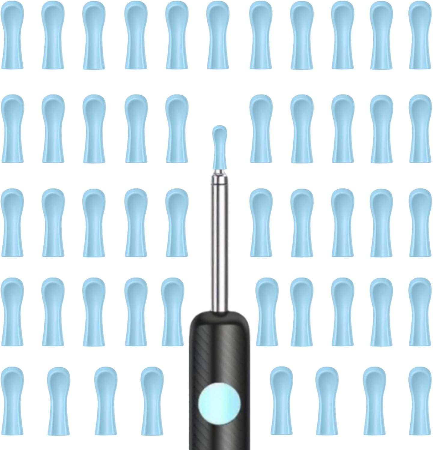 Ear Wax Removal Replacement Tips for Ear Camera, 50Pcs Soft Silicone Ear Spoon Accessories for Visual Otoscope Kit &ndash; Safe & Comfortable Ear Cleaning Tools for Adults & Teens (Wet/Dry Ear Care)