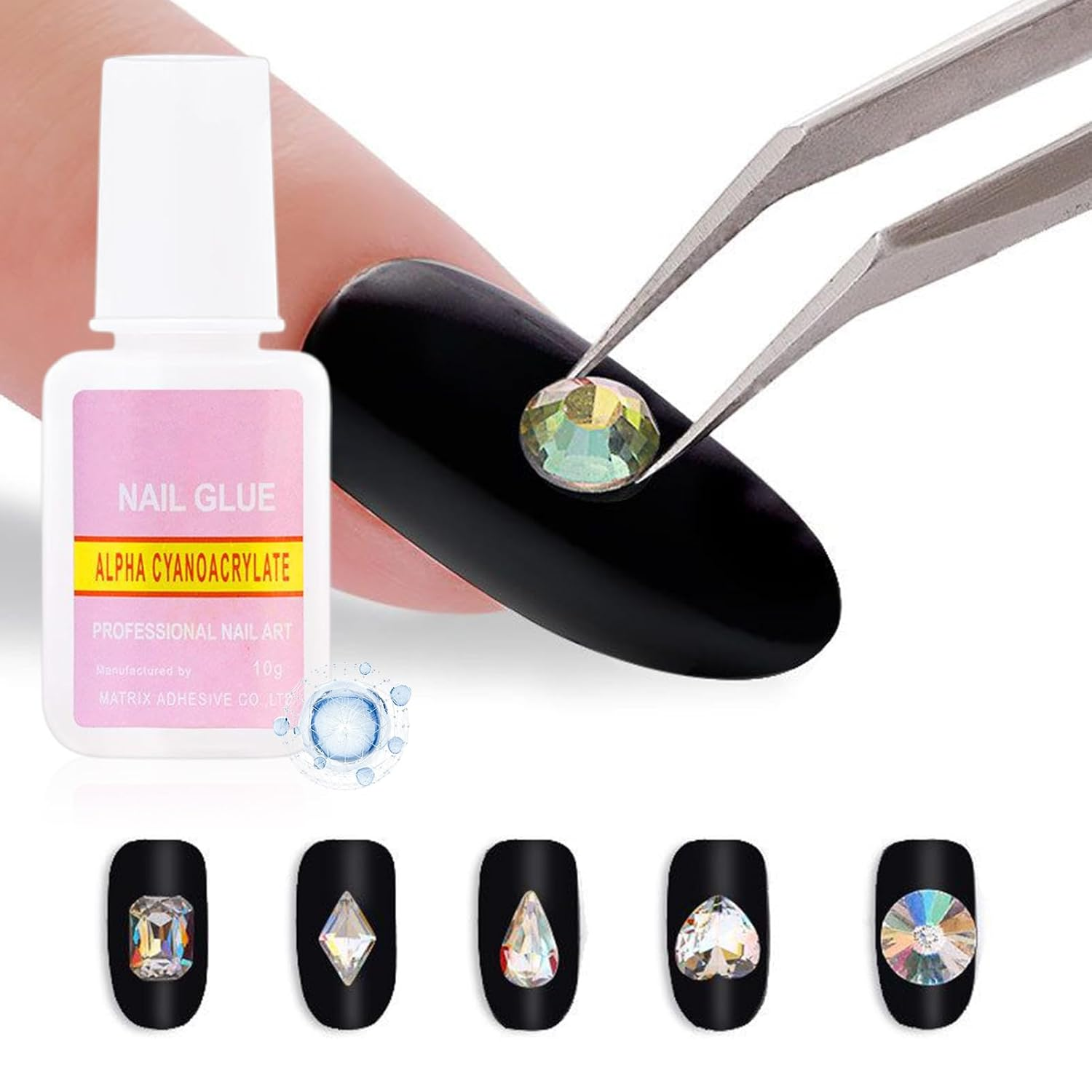 Nankoyal Nail Charm Glue | 45G Strong Long-Lasting Accessories,Charm Gem Glue | for Home Travel Wedding Bridal Spa Grooming Party Summer Holiday Daily Crafts Sculpting Art Jewelry