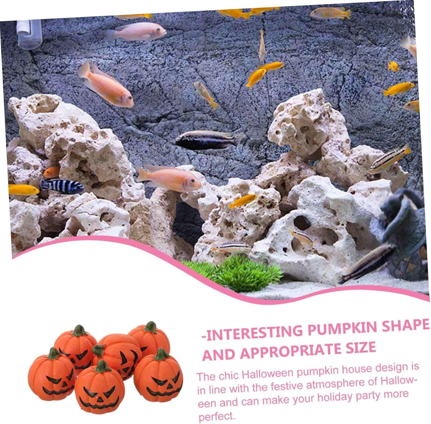 Yardwe 6Pcs Fish Tank Decoration Miniature Halloween Pumpkin Ornament Halloween Pumpkin Decor Desktop Adornment Halloween Miniatures Miniature Halloween Ornament Halloween Party Favors image number 2